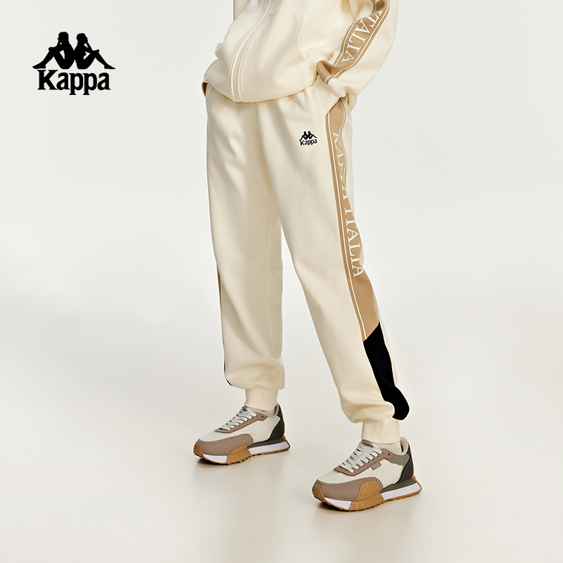 kappa卡帕运动休闲裤针织情侣宽松束脚男士拼接卫裤K0DY2AK03P