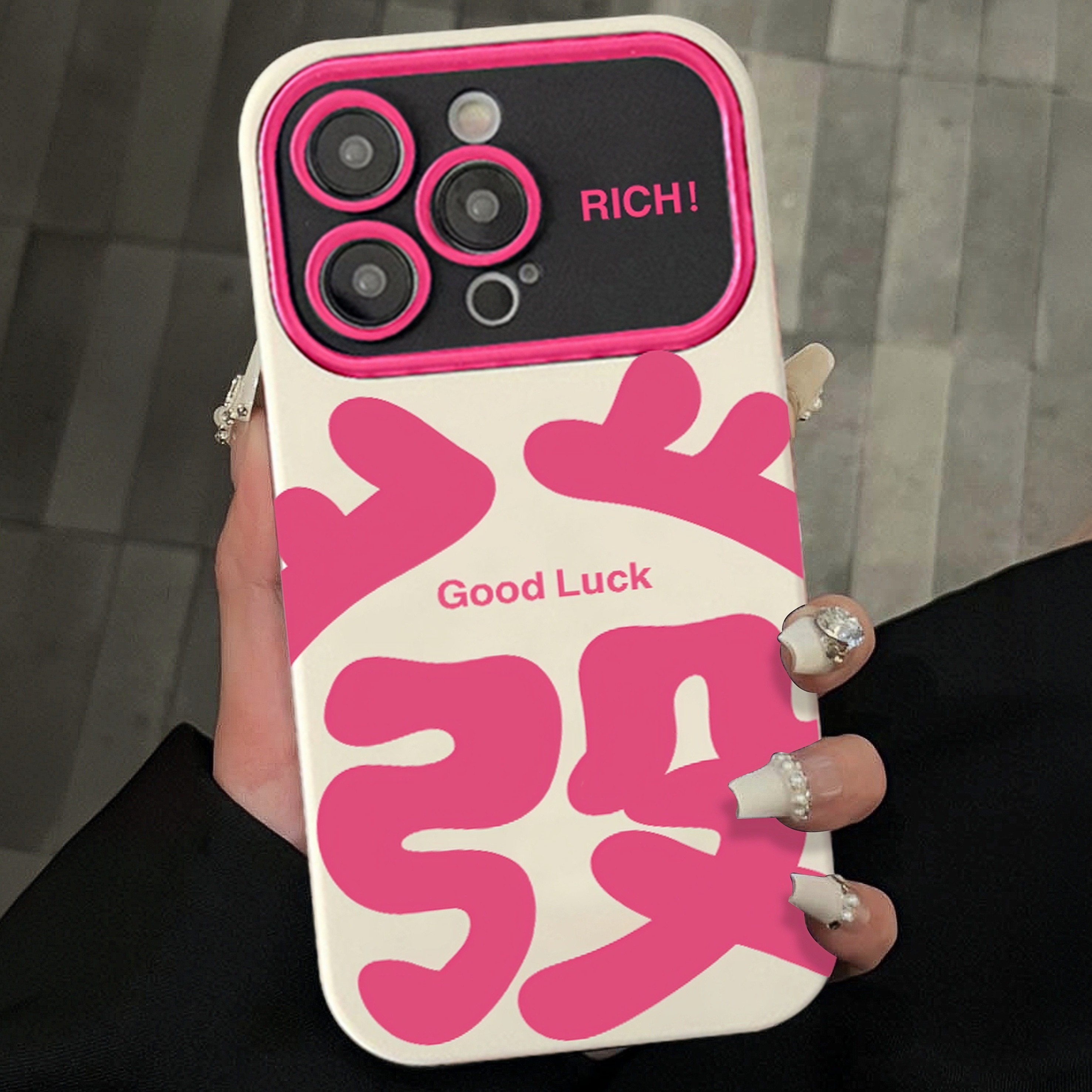 玫红文字发适用苹果15/13promax手机壳12华为/vivo/小米/oppo创意