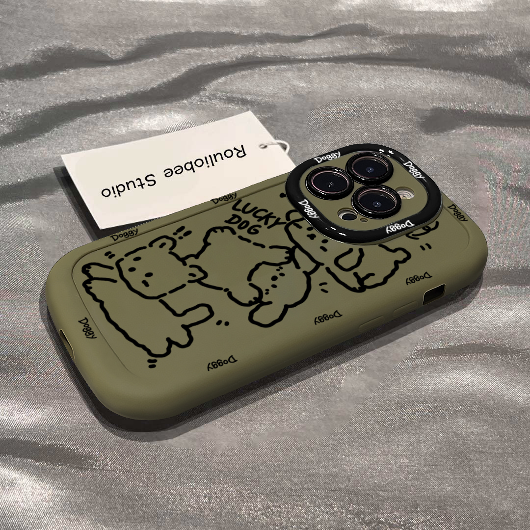 简笔小狗头像泡芙壳适用苹果15手机壳iphone13/14promax防摔12/11