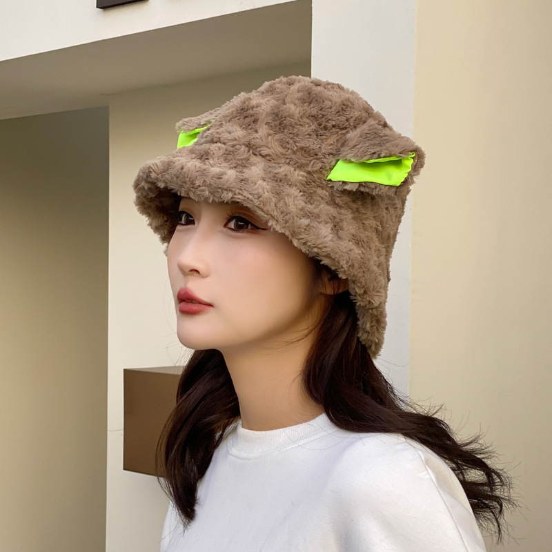 冬天渔夫可爱毛绒耳帽子小羊帽子帽朵月子羊了个羊保暖咩咩盆帽