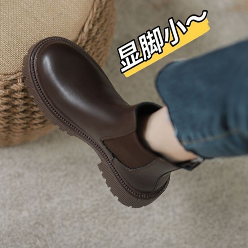 回力瑞切尔西短靴女2023年秋冬韩版网红内增高平底马丁靴女英伦风