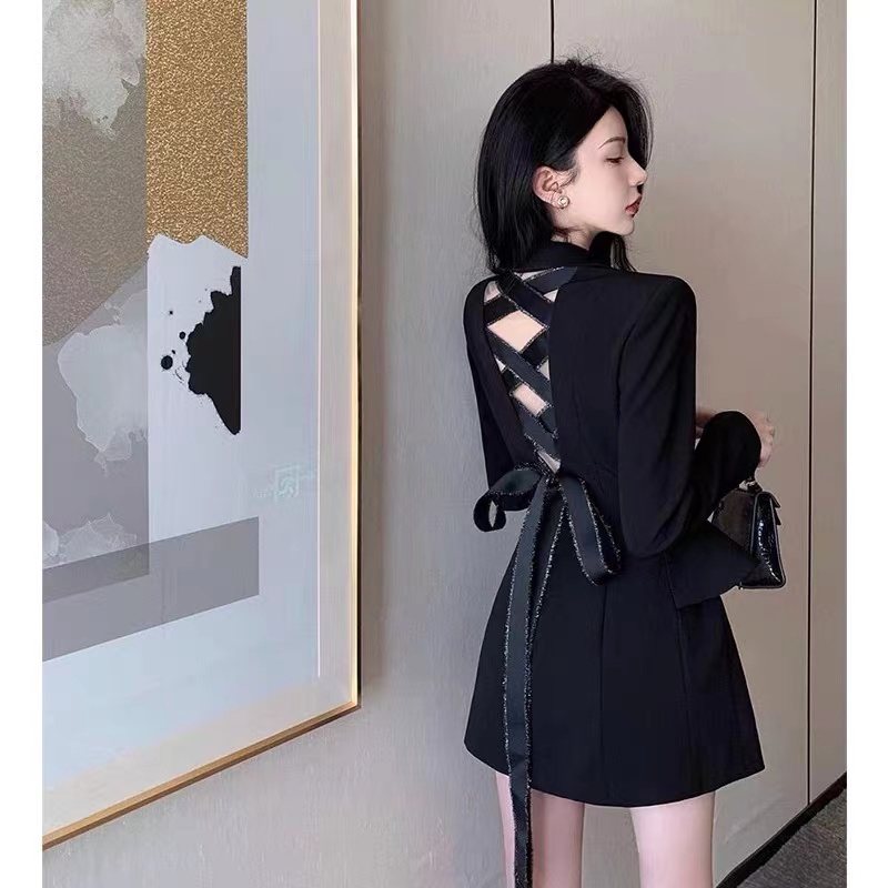 【悅製YUEZHI】新品 A-00419欧美设计师款小众轻奢西装长款高级法式