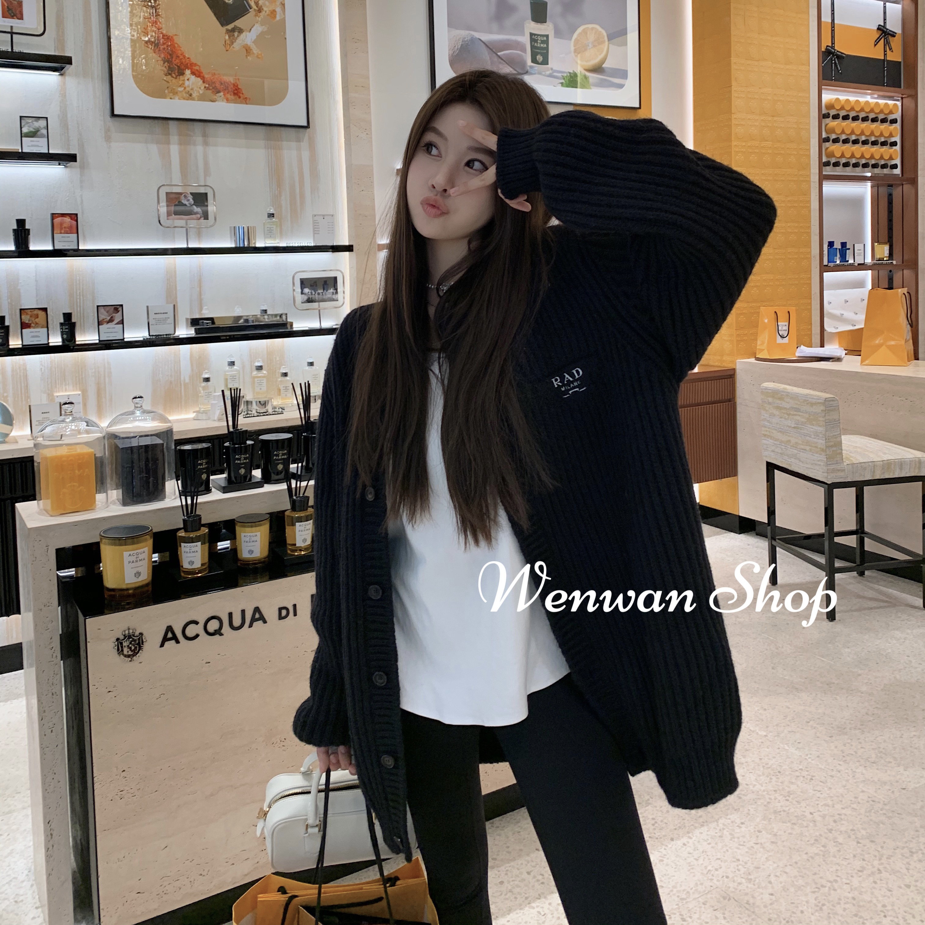 【P*收藏！ 】23FW字母刺绣logo羊毛针织开衫