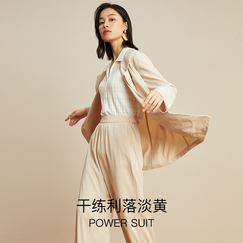 FF||仿佛休闲小众设计感薄款薄西装套装女FA00168