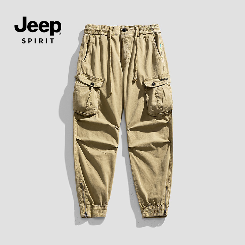 Jeep【轻熟风】宽松320g工装裤春季休闲裤多口袋美式工装裤登山裤