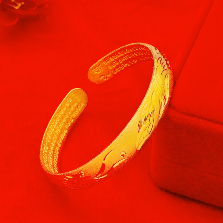 合金手镯 时尚复古古法传承龙凤呈祥素款女款心经手镯金