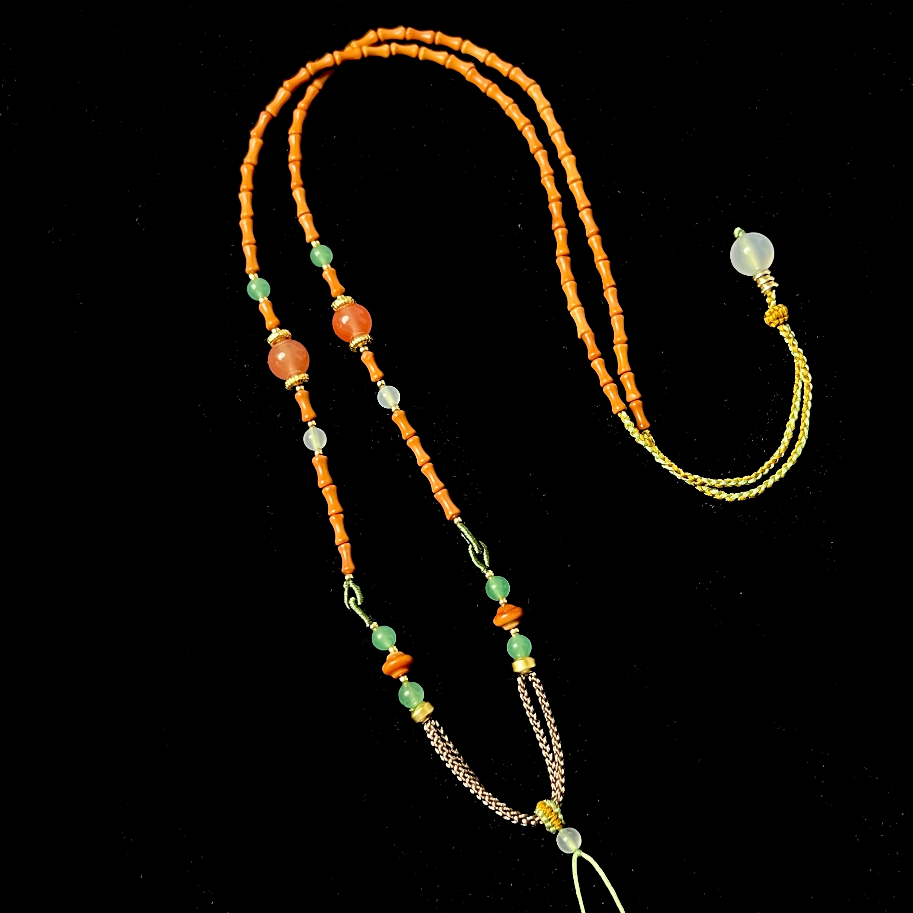 D3800【上新特惠】/手工编织绳/橄榄核竹节珠链手工编织挂绳 长70cm