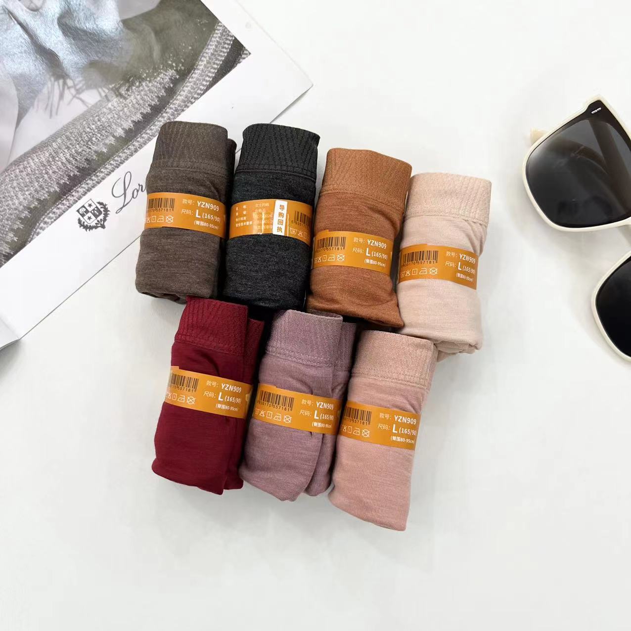 A2181W（不挑色/3条装）暖暖裤花边中腰三角内裤 （裆长22（80-130斤）