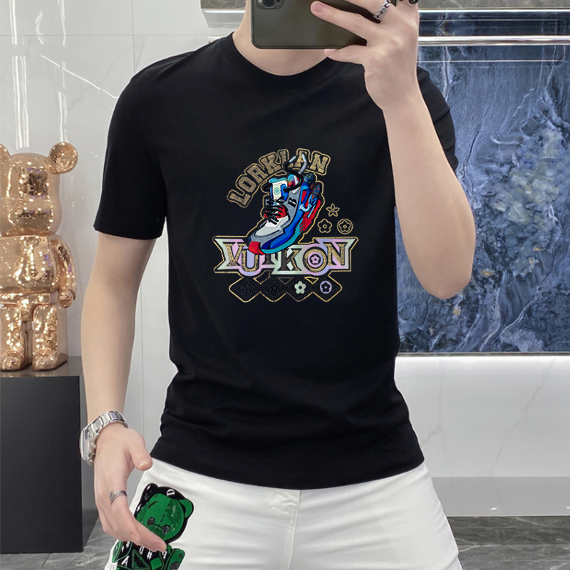 短袖男款爆款2023新款夏季潮流韩版印花圆领修身百搭个性半袖上衣
