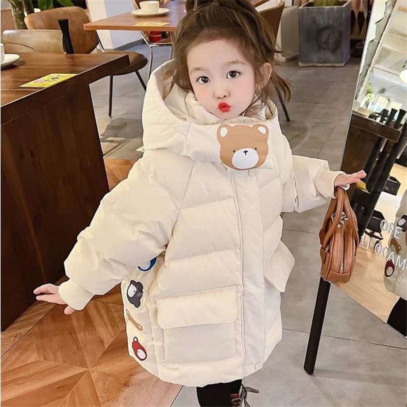 ABC正品女童羽绒服2023冬季韩版中长款棉服小女孩加厚洋气外套童