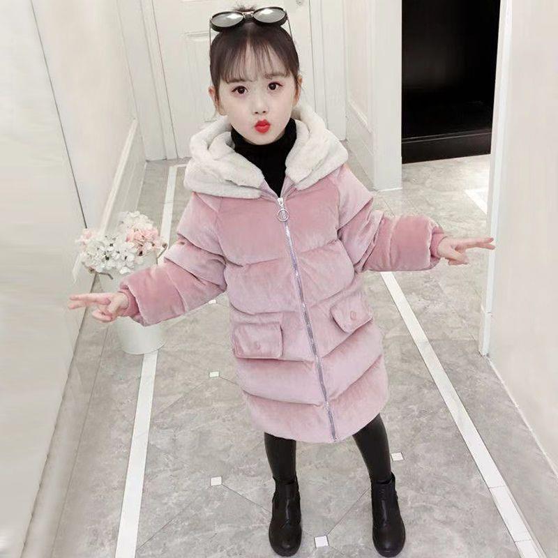 ABC正品2023冬季新款女童洋气棉袄儿童中长款加厚羽绒服外套童