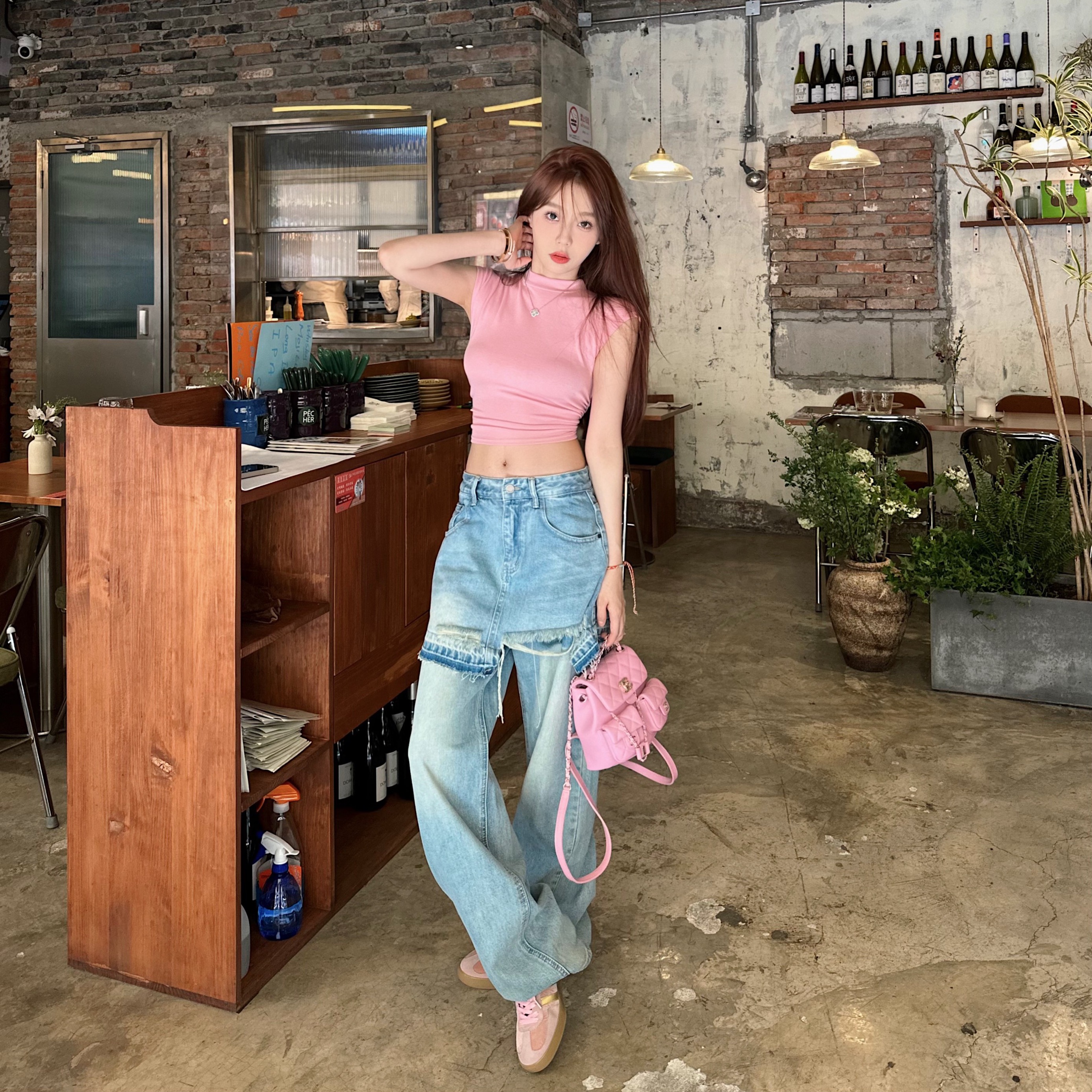 【探店神裤】设计收藏款！小众设计款假两件拼接感直筒牛仔裤百搭