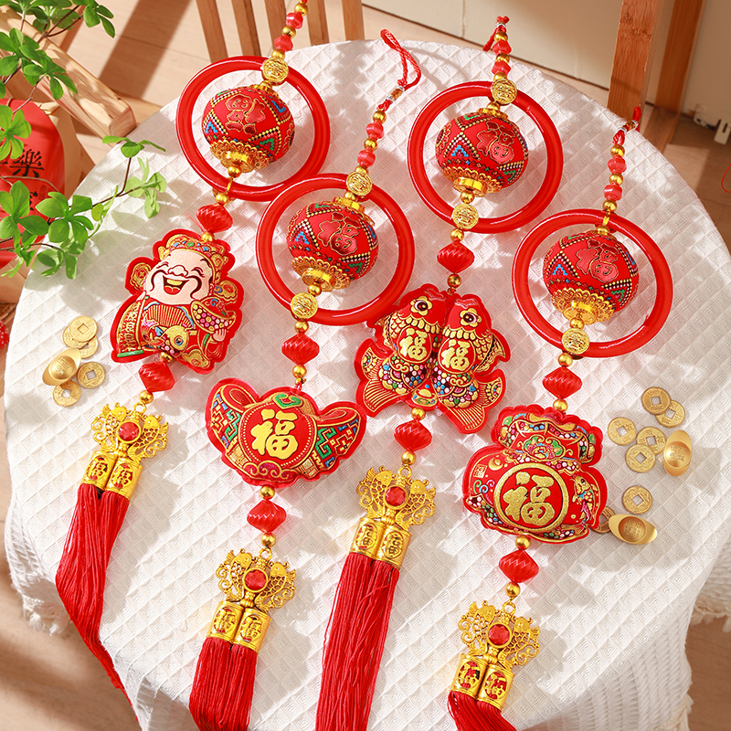 龙年2024新年装饰福字立体灯笼挂件客厅墙面春节过年场景布置挂饰
