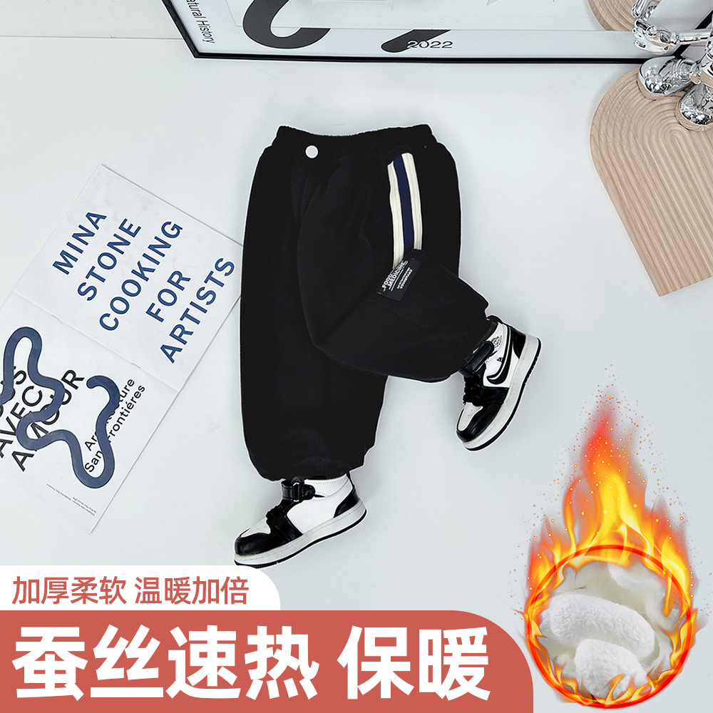 儿童蚕丝裤棉裤男童裤子2023新款秋冬装 D-BQ23738 悠悠童话童装