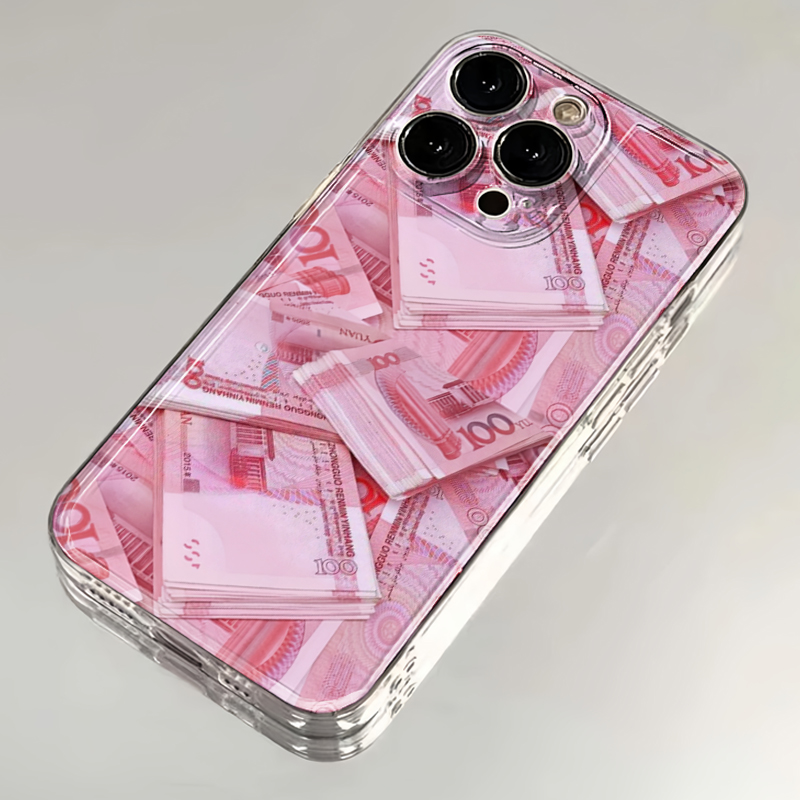 适用苹果15promax/华为/小米/oppo/vivo全屏一捆钱创意个性手机壳