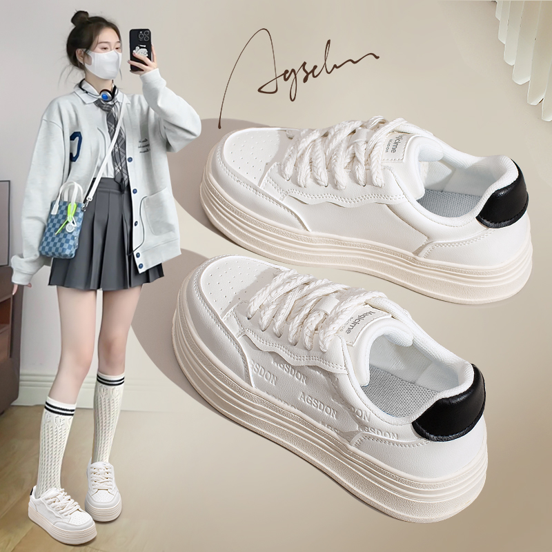 奥古狮登厚底小白鞋女2023新款秋季超火百搭增高爆款学生休闲板鞋