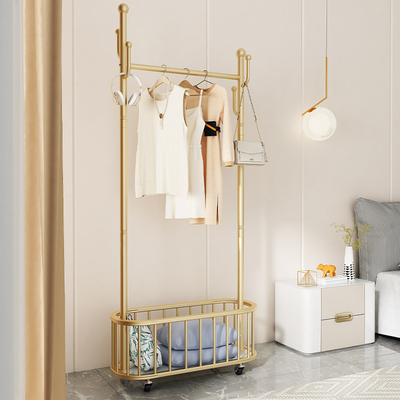 落地衣架家用卧室挂衣架网红轻奢晾衣架子客厅简易衣帽架移动带轮