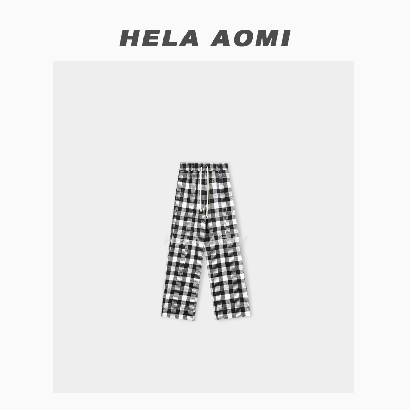 HELA AOMI“黑白键”裤直筒磨毛中厚休闲裤CY3DM61018