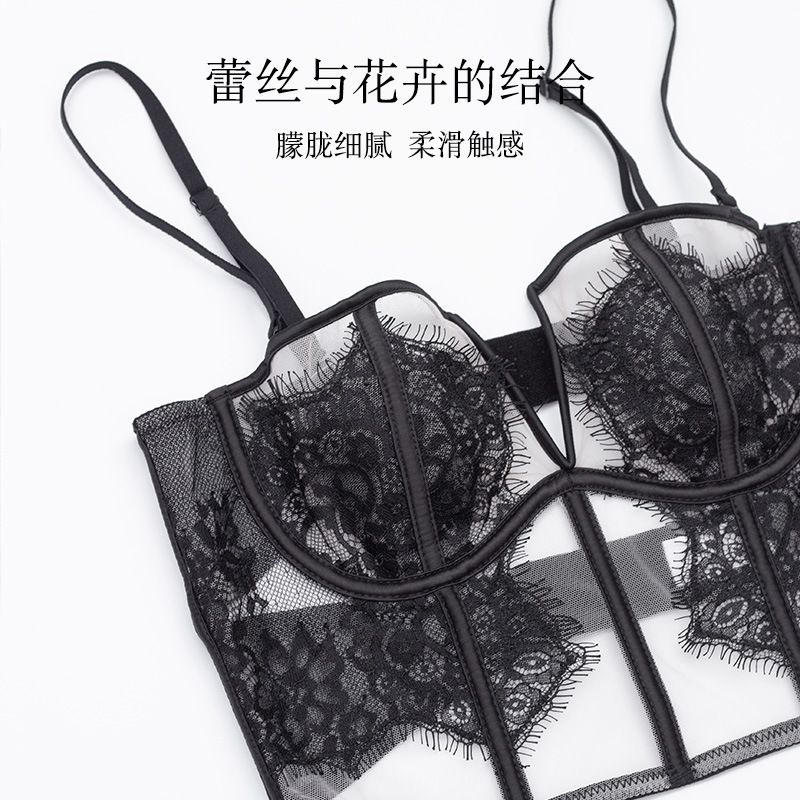 Mimi Angel薄款蕾丝防下垂性感胸罩聚拢美背文胸大胸显小胸内衣