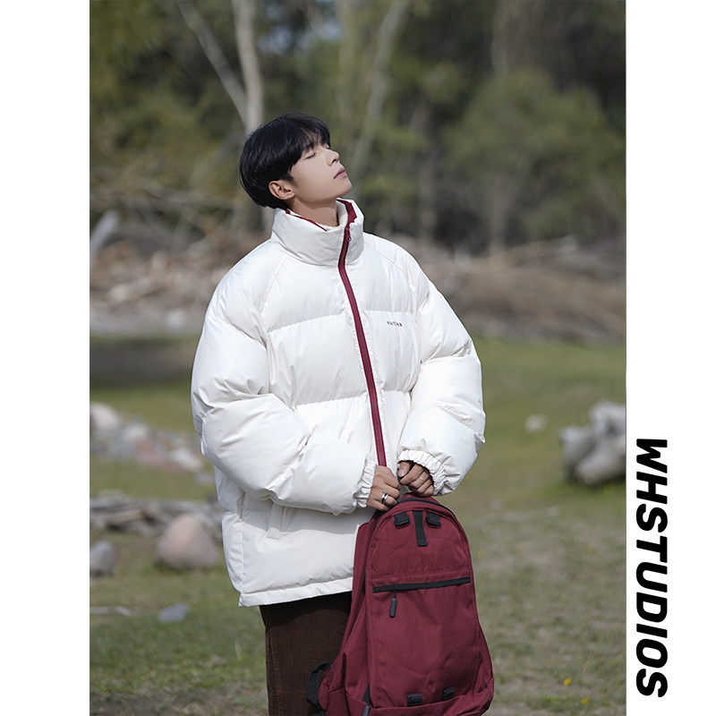 撞色立领棉衣男冬季潮牌加厚保暖面包服棉袄痞帅宽松休闲棉服外套