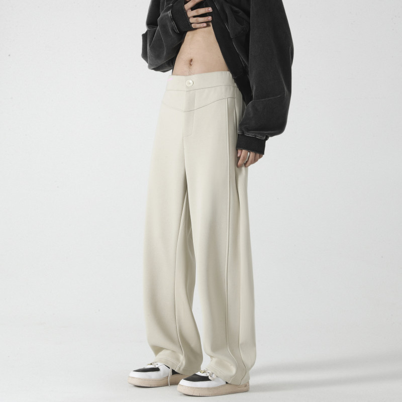 白色香蕉裤秋冬加厚卫裤休闲毛呢镰刀裤宽松垂感直筒运动阔腿裤1