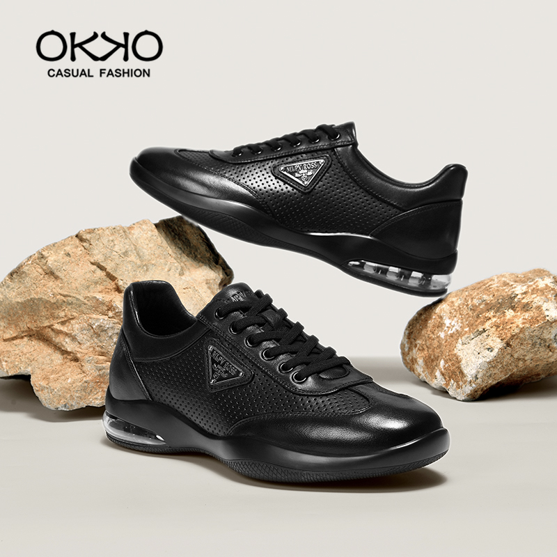 OKKO【头层牛皮】男鞋百搭皮鞋防滑耐磨真皮一脚蹬商务休闲鞋8711