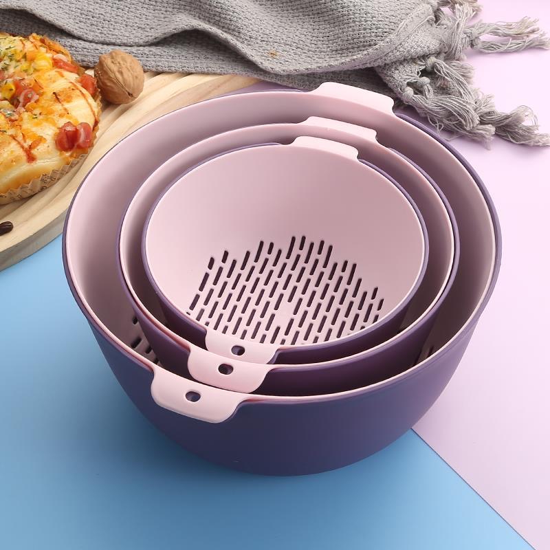 【外贸品质6件套到手12.99】双层洗菜盆水果蔬菜沥水篮网红厨房神器