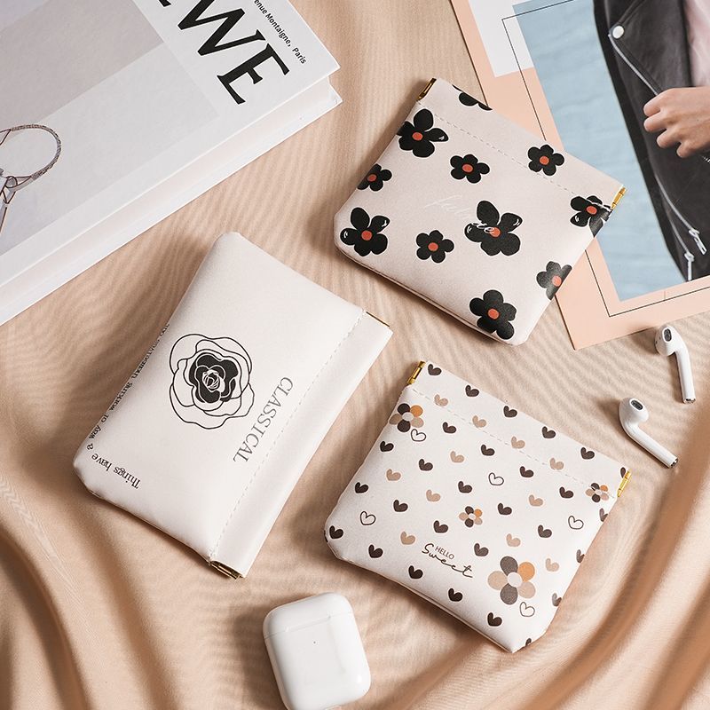 自动闭合有线耳机随身袋ins口红化妆包U盘便携数码袋数据线收纳包