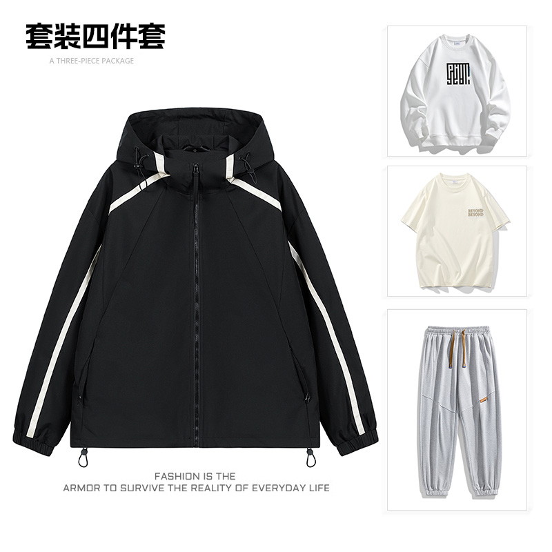 UZ 23AW新款时尚情侣套装百搭宽松潮流休闲运动帅气四件套SSS
