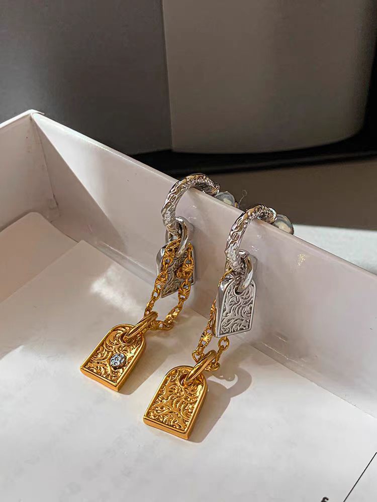 铜合金耳饰 7069-方牌