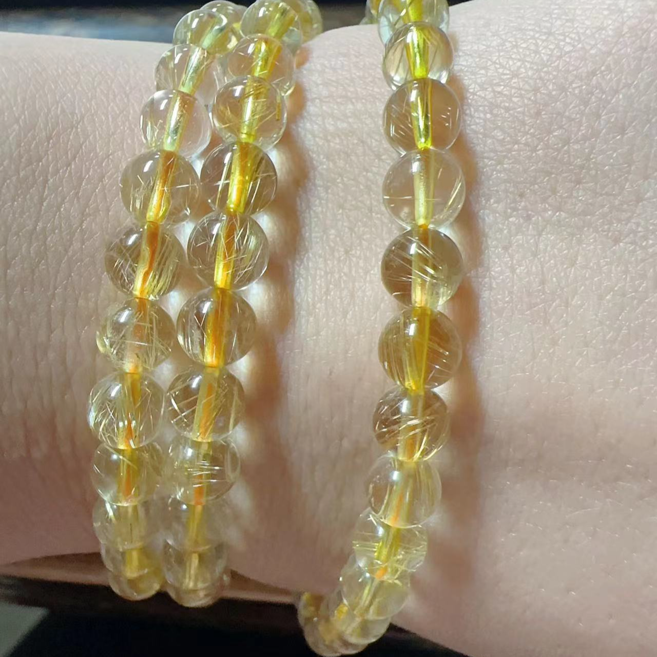 【水晶】天然金发晶三圈手链5mm