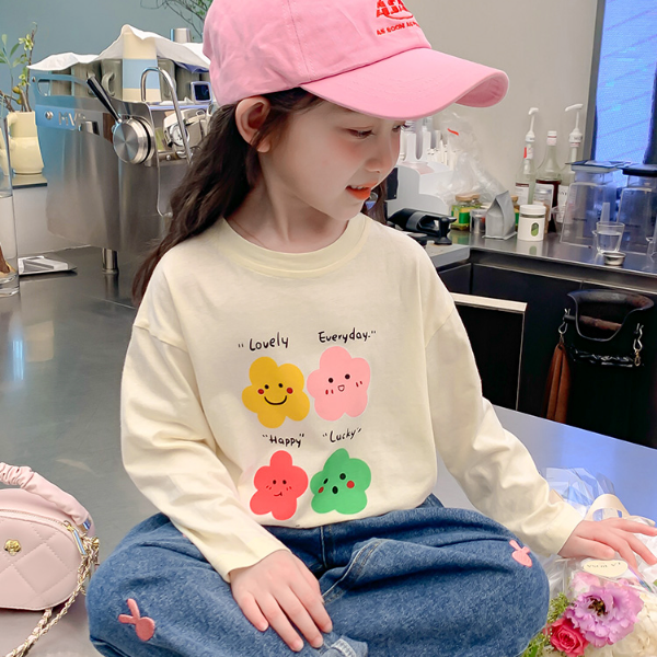 女童长袖T恤春秋季2024新款圆领男宝宝打底衫儿童洋气小孩上衣