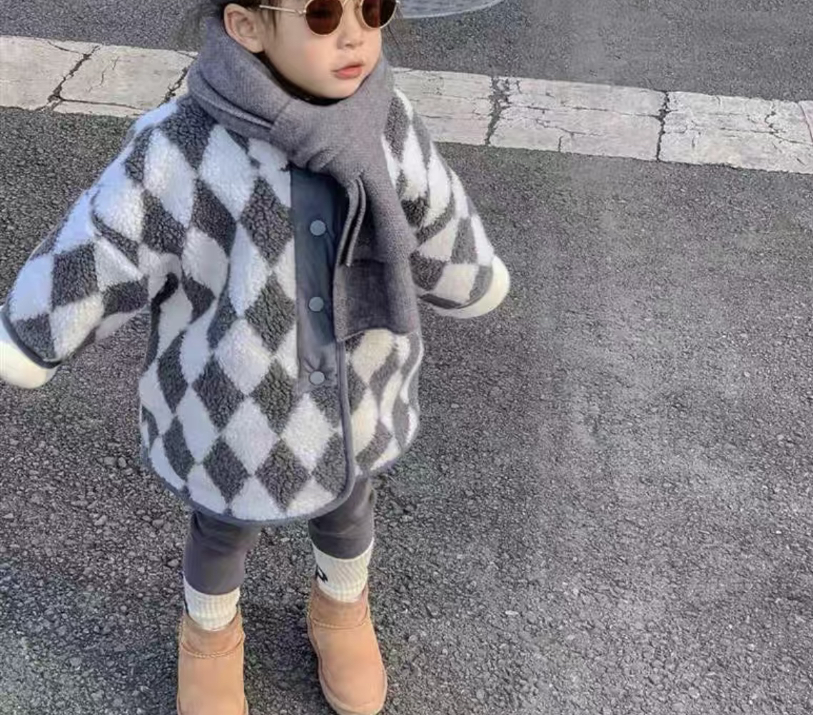 9893加绒加厚韩版男女童外套