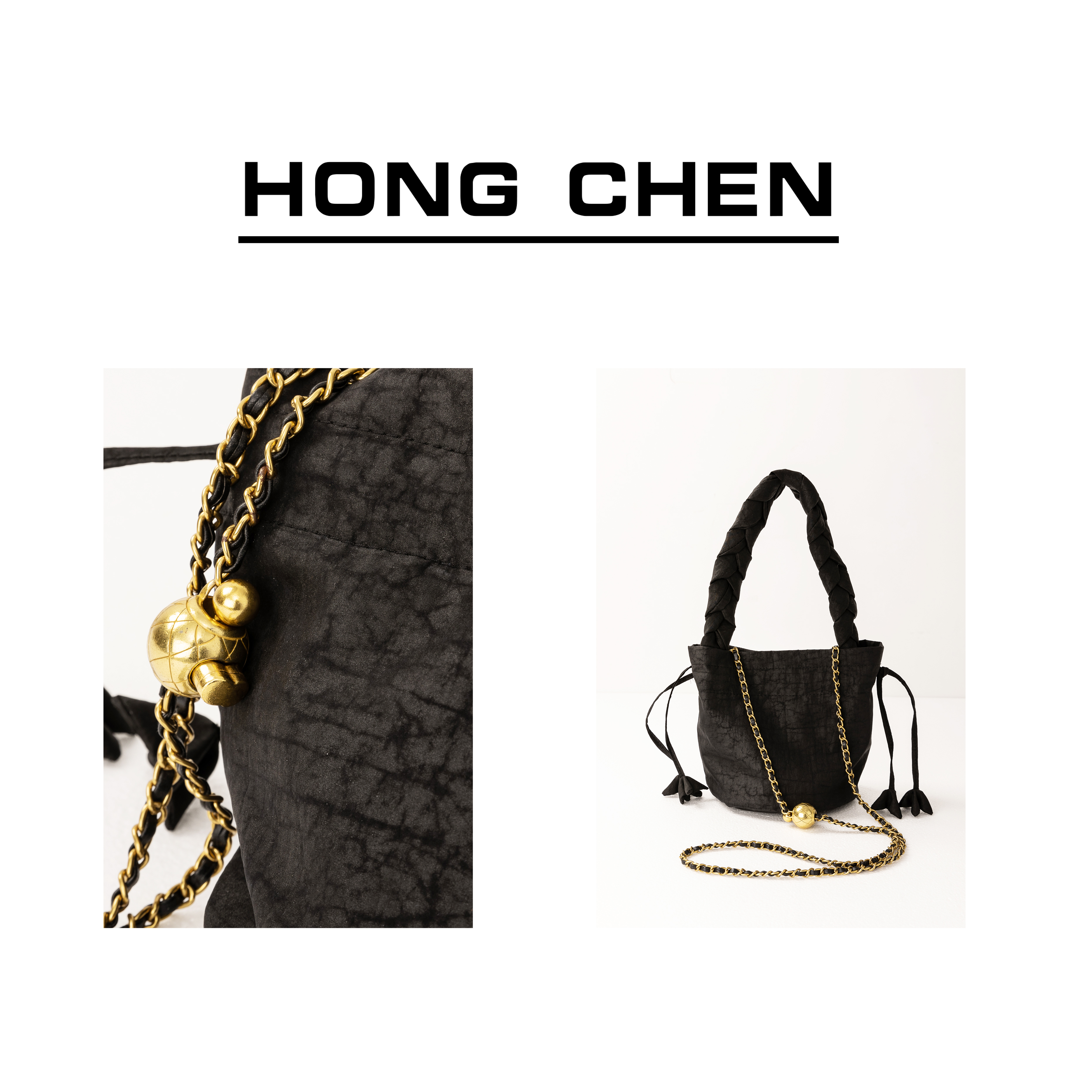 【虹辰·发财桶】气质香云纱时尚蚕丝福袋包包-HC637