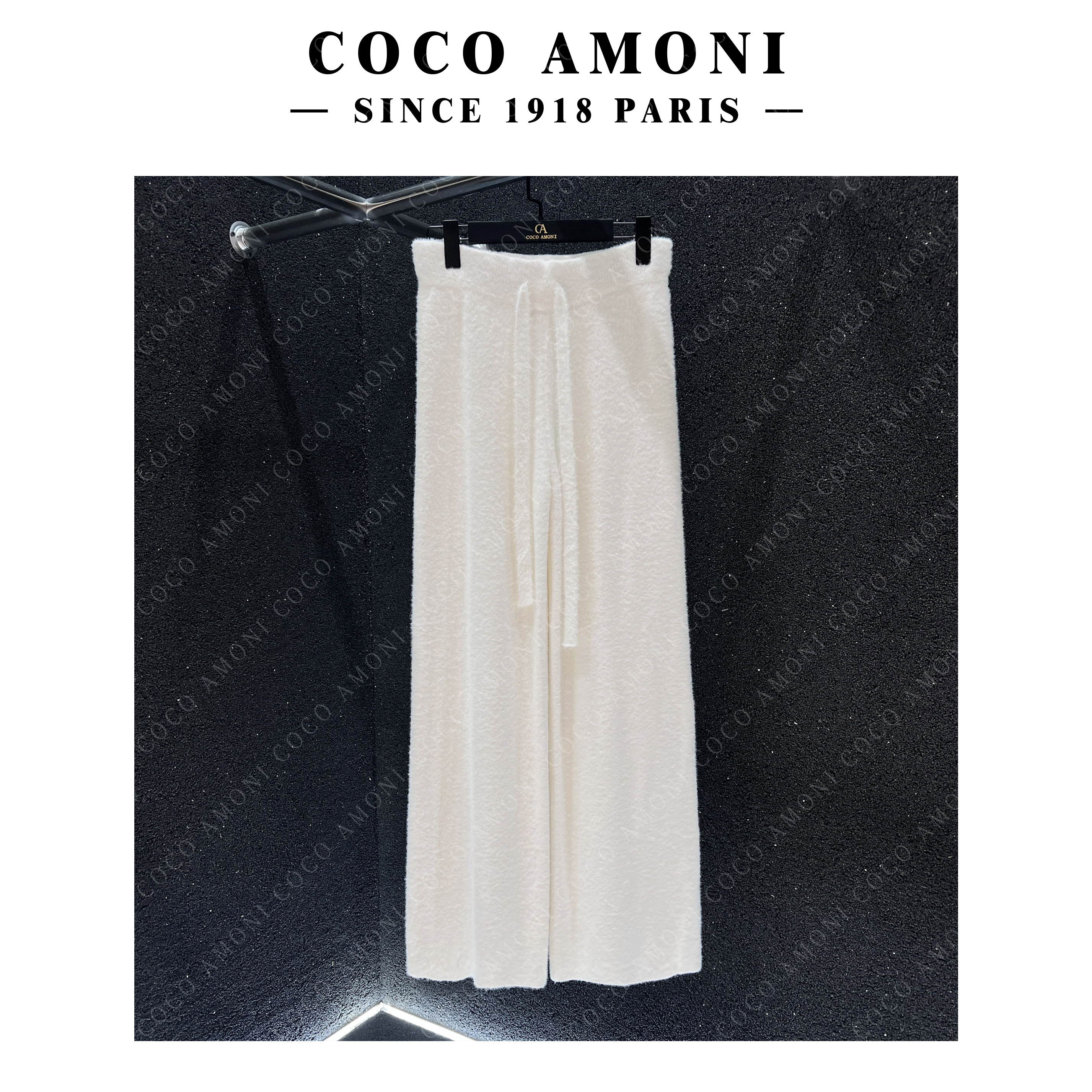 【XR】温柔气质纯色毛茸茸松紧腰抽绳长款直筒舒适简约休闲裤ZZ04