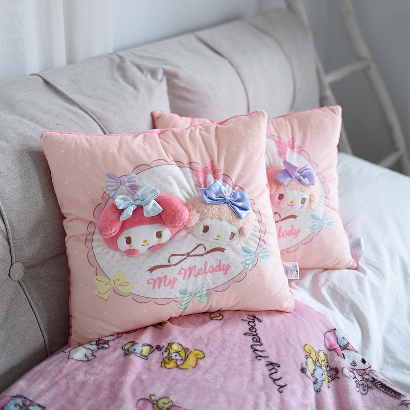 可爱立体美乐蒂抱枕沙发办公室汽车靠枕珊瑚绒毛毯二合一床头靠垫