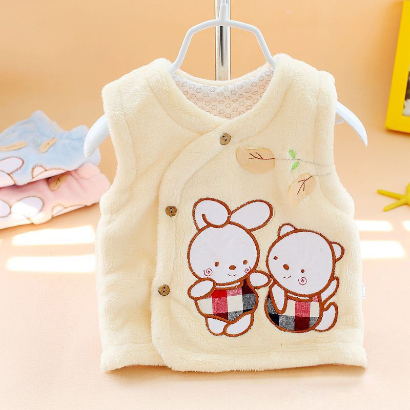 新生儿秋冬马甲宝宝珊瑚绒马甲小背心婴儿春秋背心儿童加棉坎肩