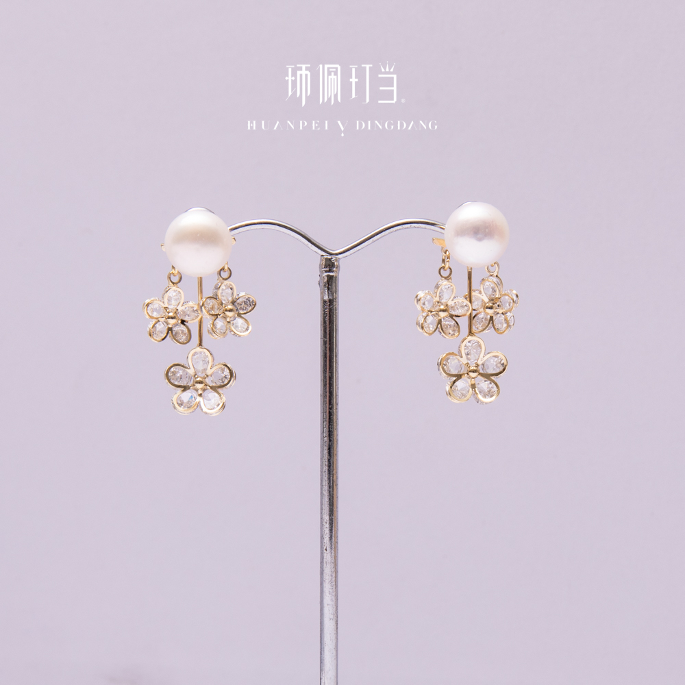 铜合金耳饰 【环佩玎当严选】铜合金耳饰 茉莉花耳环