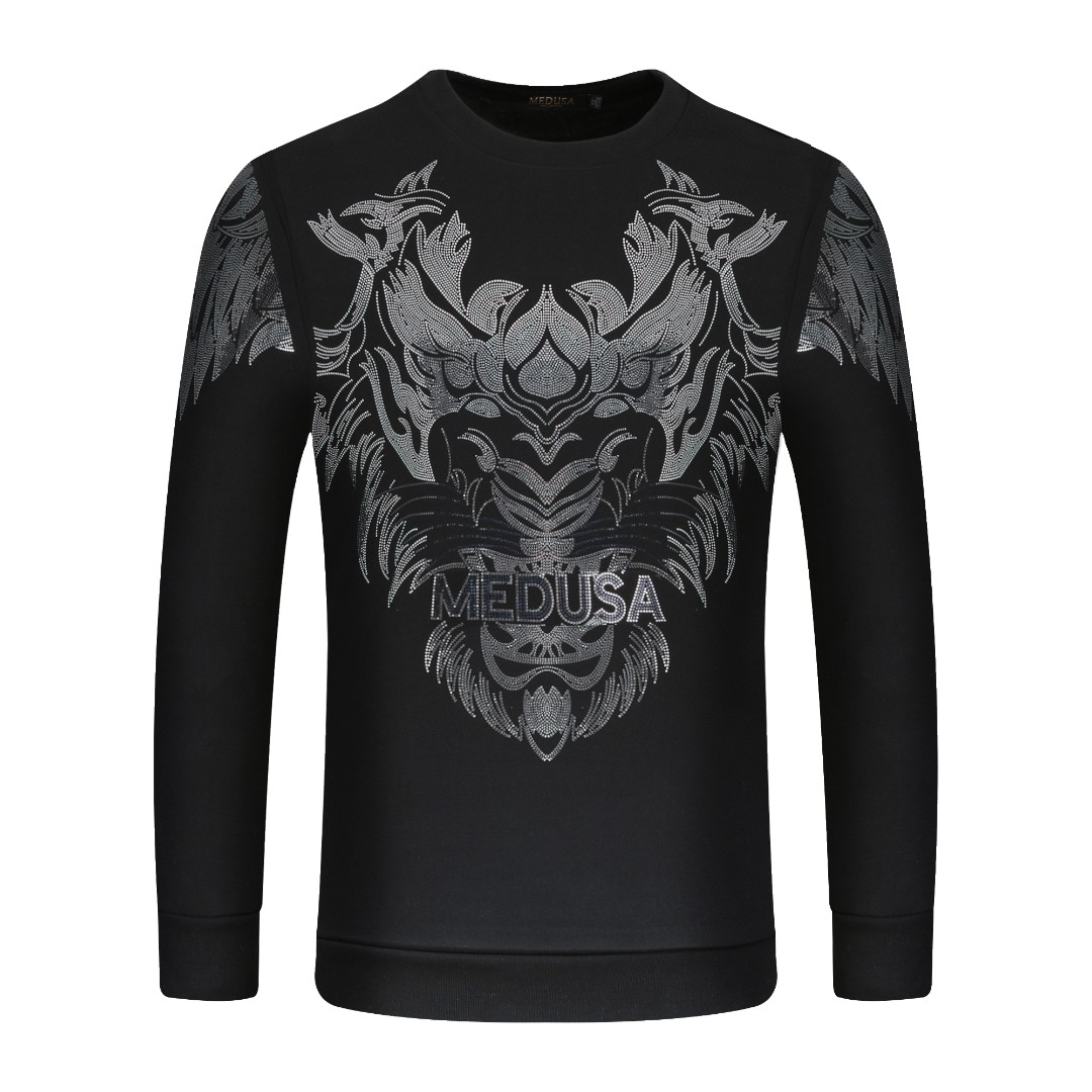 加绒加厚卫衣美杜莎轻奢品牌潮流穿搭秋冬休闲商务打底男装67368