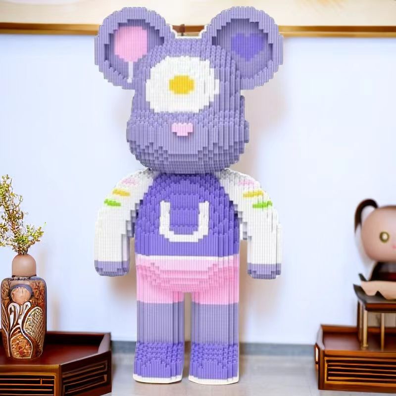 LMR 40cm U蛋熊颗粒拼装积木创意轻奢客厅家居落地解压礼物摆件
