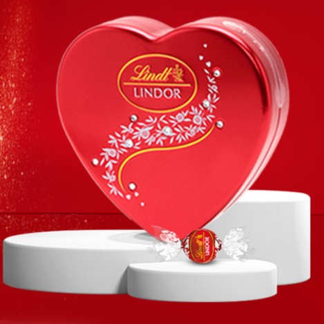 Lindt瑞士莲官方经典软心牛奶巧克力8粒装心型情人节礼盒伴手礼