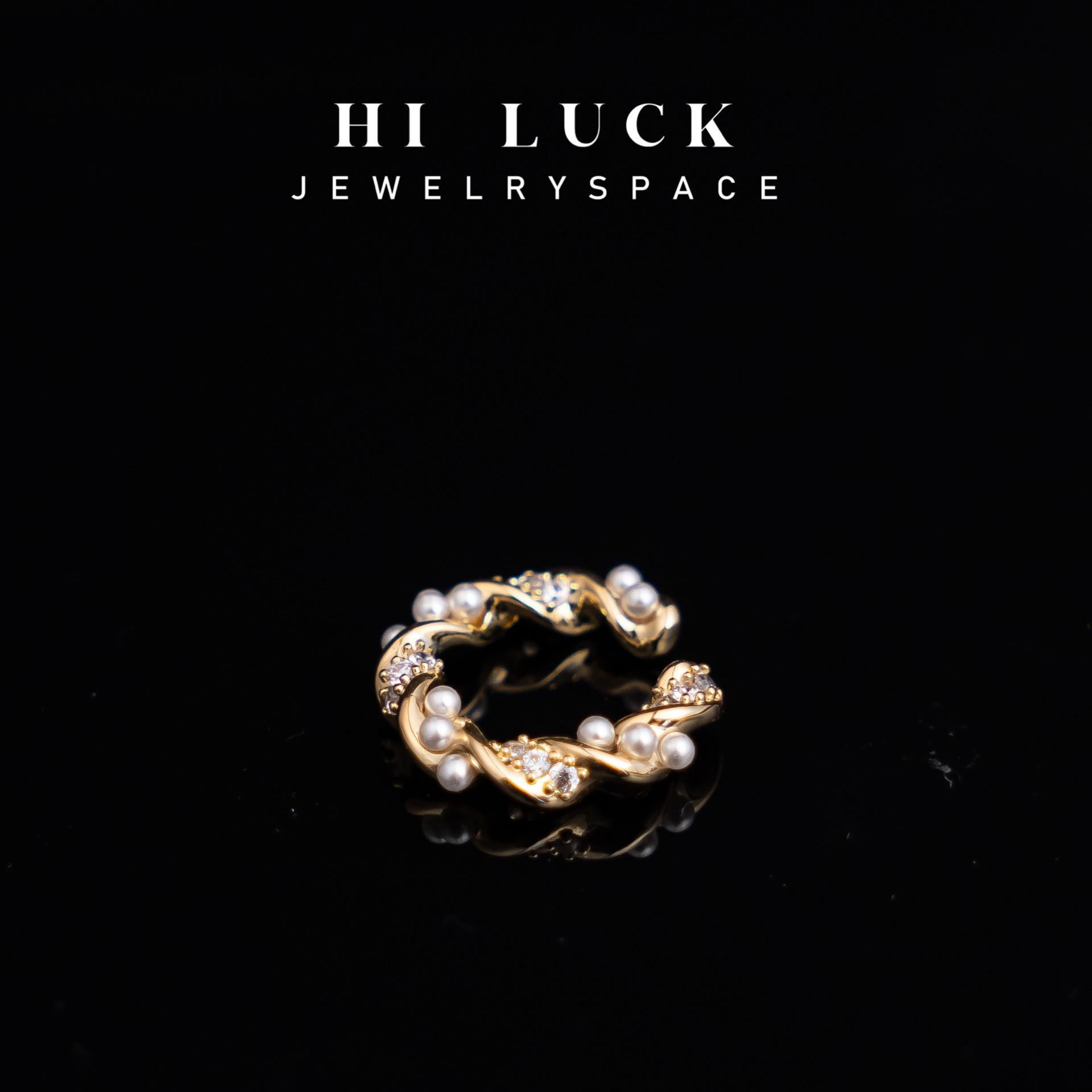铜合金耳饰 Hiluck精致简约复古缠绕设计珠珠耳夹无耳洞耳环百搭！