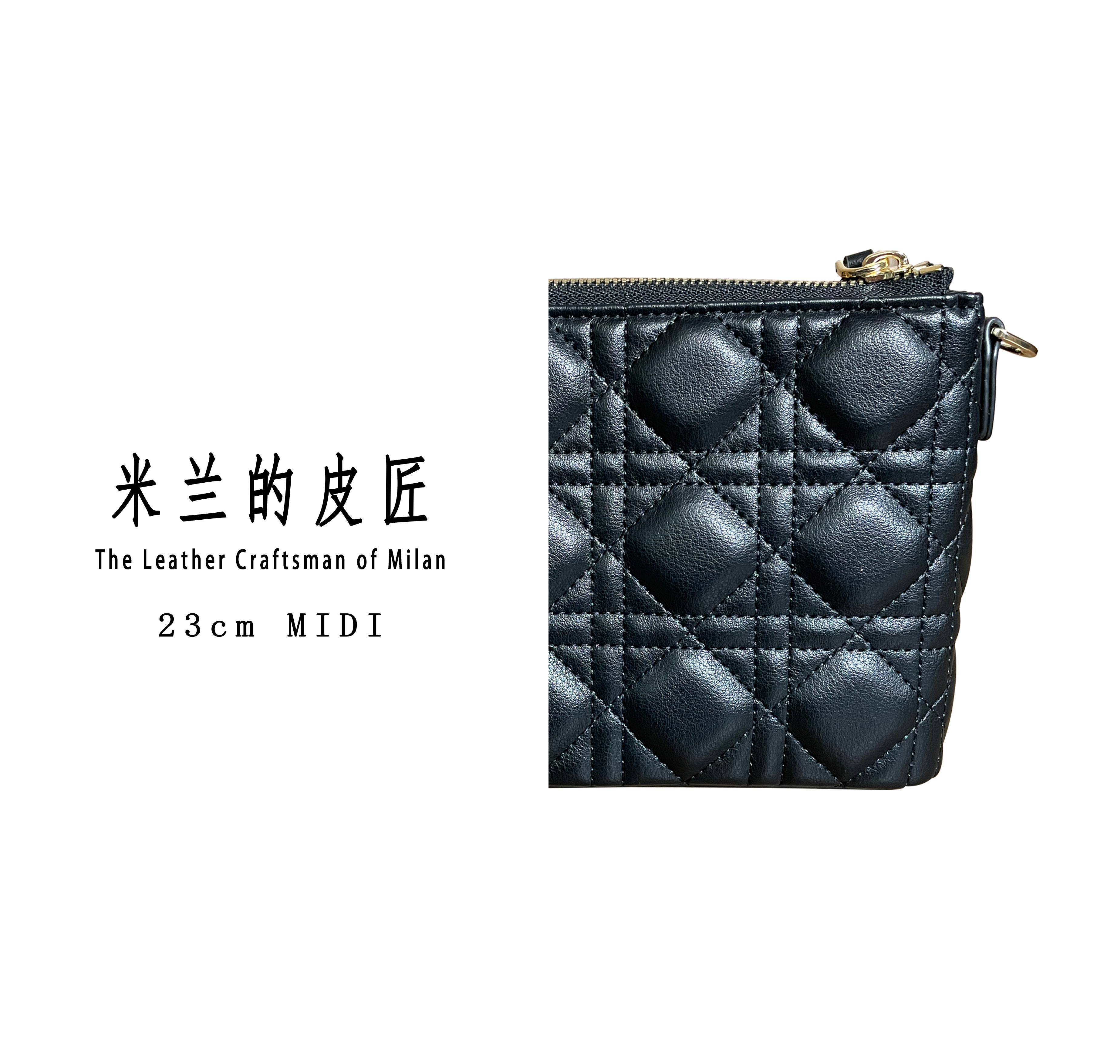 米兰/19606#D家【高定格纹包】头层牛皮迷你拉链包简约潮流时尚