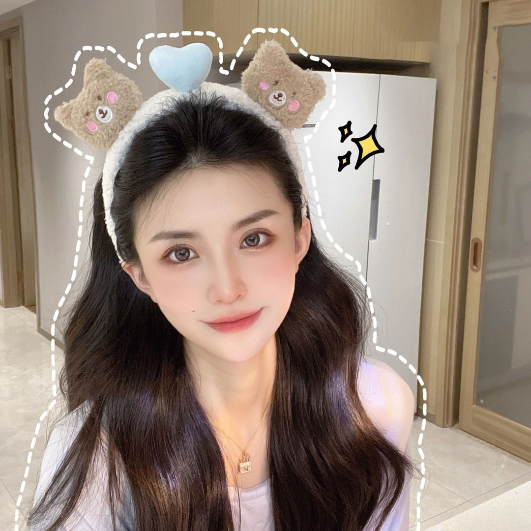 布艺发饰 可爱立体小熊爱心发箍网红超萌搞怪熊耳朵洗脸头箍发饰