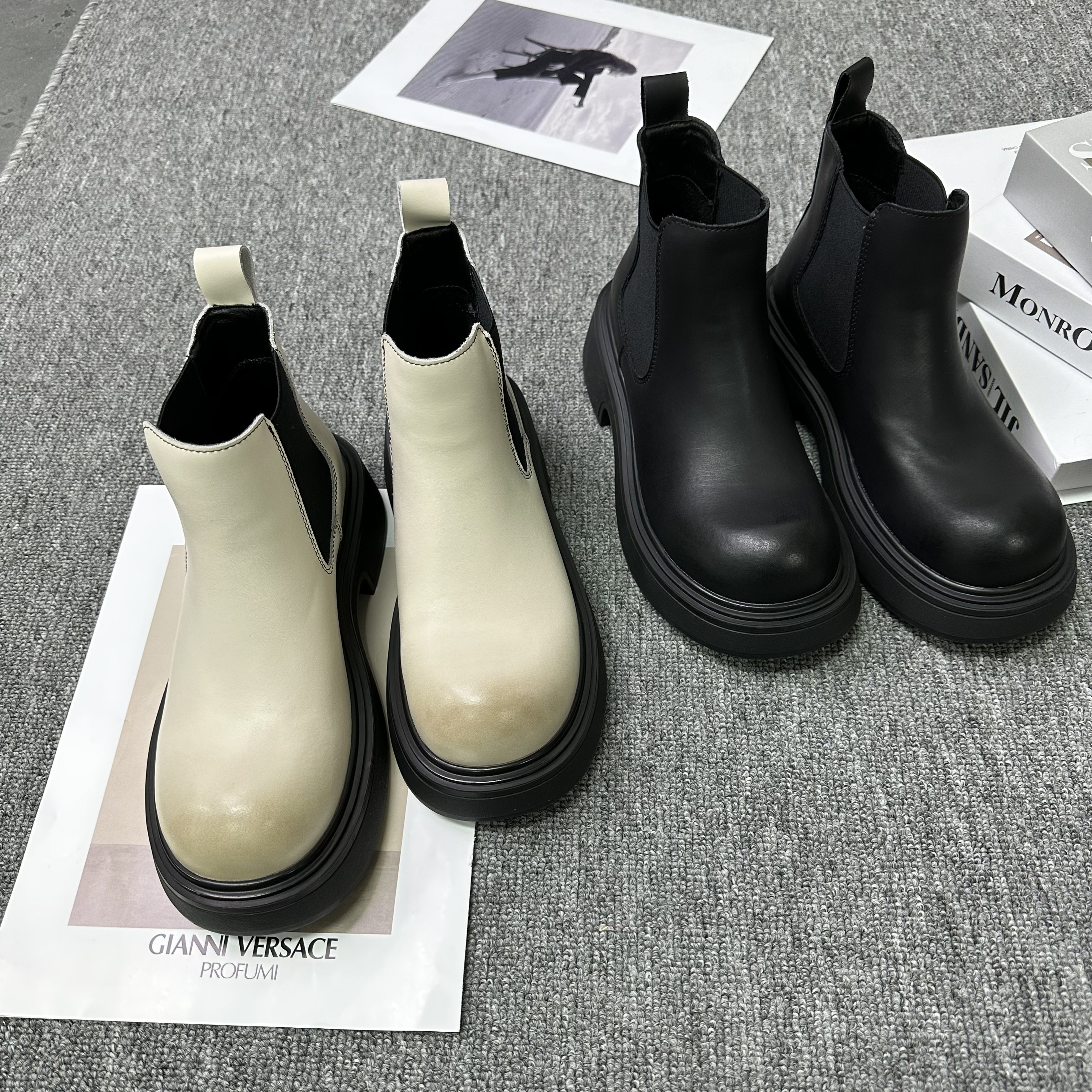 冬季款切尔西靴女英伦风复古时尚休闲百搭厚底短靴 6912 高版