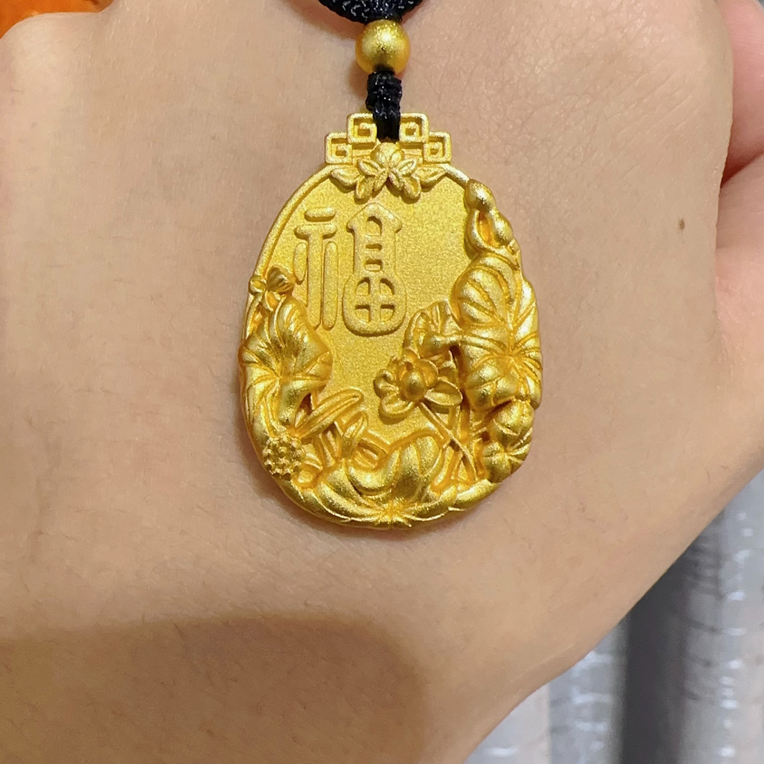 合金吊坠 花开福贵实心双面雕刻女款时尚吊坠