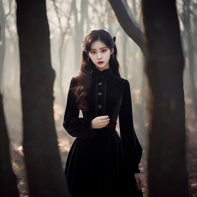 冬季爆款洋气高级感穿搭新款高档赫本风气质小香风黑色丝绒连衣裙