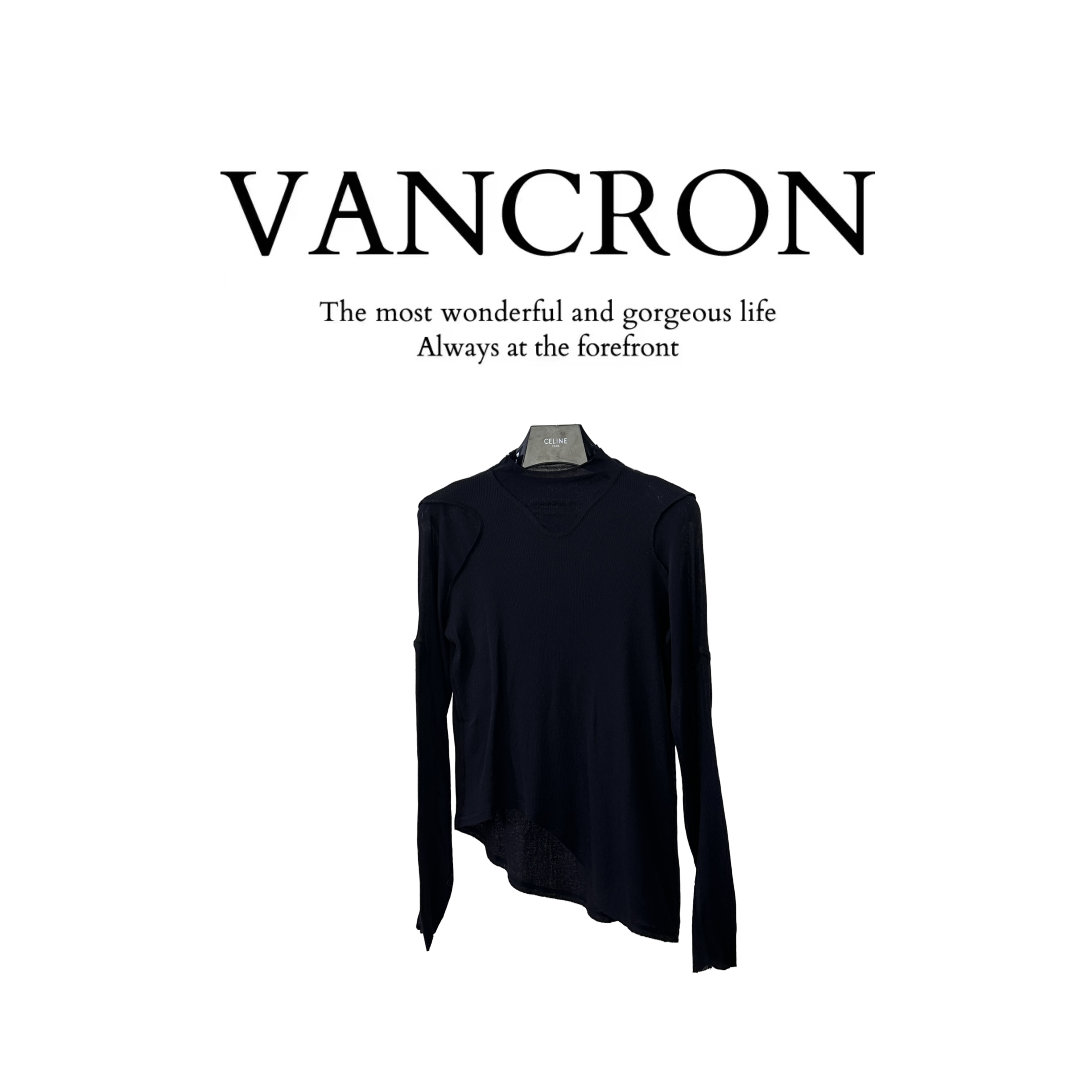 Van Cron/梵克龙新款半高领拼接打底衫内搭修身纯色时尚秋季设计