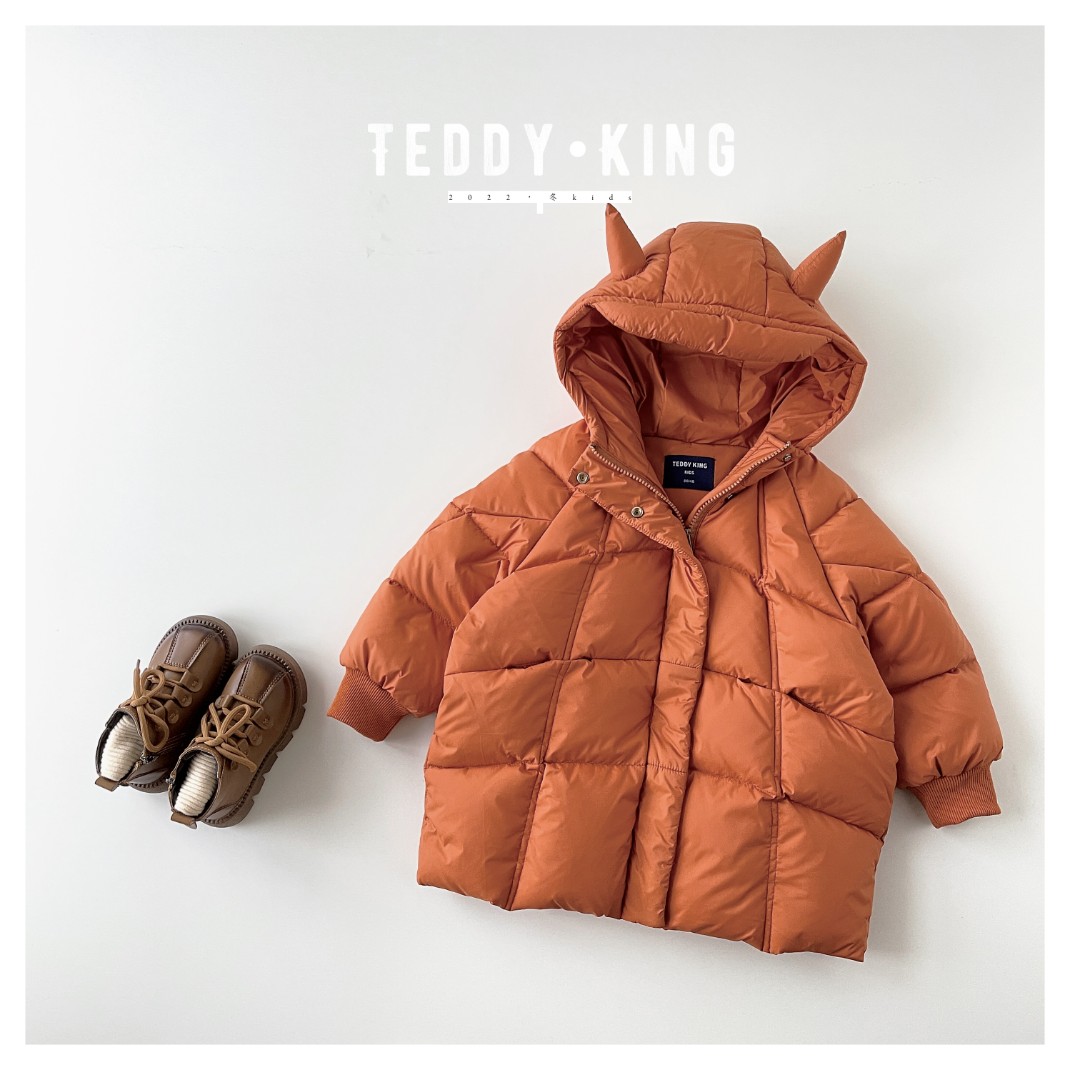 【Teddy King】2022冬 儿童韩版 帽檐小恶魔连帽羽绒服TXB22755