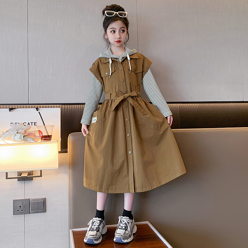 女童春装春秋款2023新款洋气大童韩版时髦炸街连衣裙儿童衣服童装